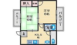 GS関大前 2Kの間取図画像