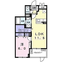 ラ・ルミエール 1LDKの間取図画像