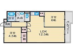 ハイツ桃山 2LDKの間取図画像