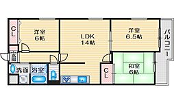 グランドハイツ豊中 3LDKの間取図画像