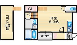 プラムハウス ワンルームの間取図画像