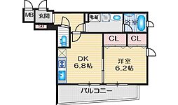 サンレムート・江坂2nd 1DKの間取図画像