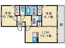 アメニティコート西泉丘 2LDKの間取図画像