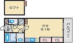 フォレステージュ江坂垂水町 ワンルームの間取図画像