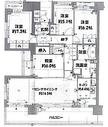 ジオ千里桃山台2番館 4LDKの間取図画像