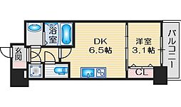 アドバンス江坂ラシュレ 1DKの間取図画像