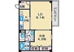 メゾン・デュ・クレエ千里山 1LDKの間取図画像
