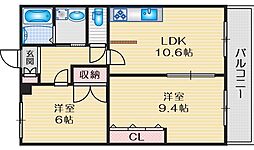 アンデュノール千里 2LDKの間取図画像