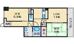 ステイツ千里中央 2LDKの間取図画像