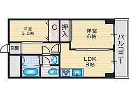 コアロード桃山台 2LDKの間取図画像