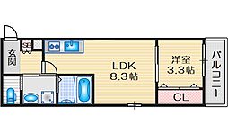 ALEGRIA岸辺 1LDKの間取図画像