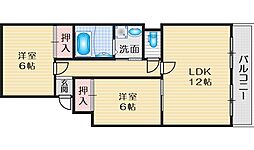 マンション寺直 2LDKの間取図画像