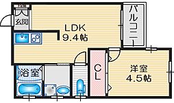 ナイスコーポ豊津 1LDKの間取図画像