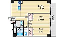 GranVerde江坂 2LDKの間取図画像
