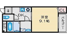 ノルドリュース 1Kの間取図画像
