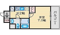 ドゥーエ江坂3 ワンルームの間取図画像