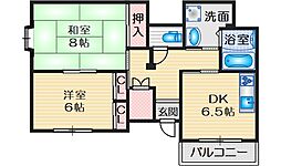 ハイツ西田 2DKの間取図画像