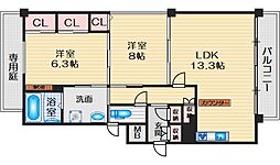 メゾンヴェール北桜塚東棟 2LDKの間取図画像
