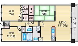 ウェリス千里山ヒルズ 3LDKの間取図画像