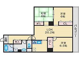 ドミール千里 3LDKの間取図画像