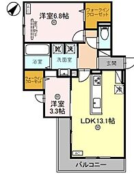 クラシスト清和園町 2LDKの間取図画像