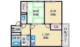 ファミーユ南が丘A棟 2LDKの間取図画像
