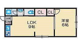 月が丘コーポ 1LDKの間取図画像