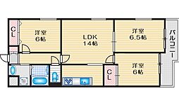 グランドハイツ豊中 3LDKの間取図画像