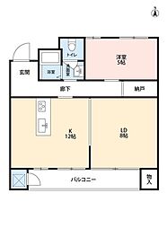 豊中グリーンハイツ 2LDKの間取図画像