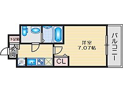 アリビオ江坂南金田 1Kの間取図画像