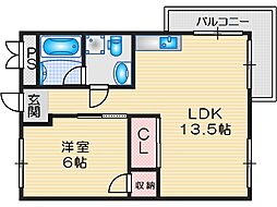 シルバーハイツ 1LDKの間取図画像