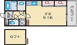 フォレステージュ江坂垂水町 ワンルームの間取図画像