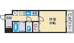スカーレット江坂 1Kの間取図画像