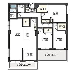 コート北千里C棟 4LDKの間取図画像