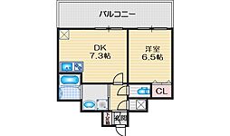 サンレムート・江坂2nd 1DKの間取図画像