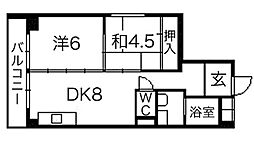ヴィラ庄内 2DKの間取図画像