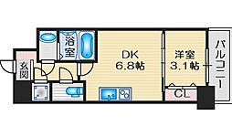 アドバンス江坂ラシュレ 1DKの間取図画像