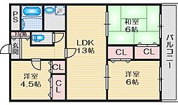 ツインフィールド壱番館 3LDKの間取図画像