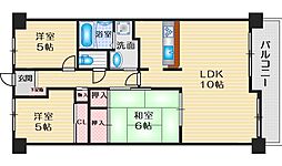東千里OMパレス-1 3LDKの間取図画像