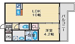 エルパシオン吹田泉町 1LDKの間取図画像