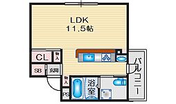 ルミエール豊中 ワンルームの間取図画像