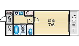 江坂ハイムタケダ7 1Kの間取図画像