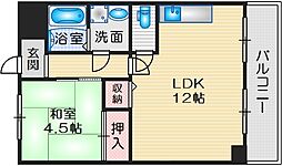 グレイスガーデン豊中 1LDKの間取図画像