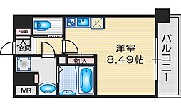 ドゥーエ江坂3 ワンルームの間取図画像