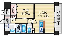 プレメント豊中 1LDKの間取図画像