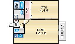レジデンスコート豊中庄内 1LDKの間取図画像