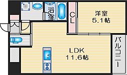 ノルデンハイム江坂 1LDKの間取図画像