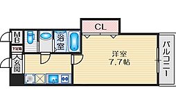 Luxe江坂北 1Kの間取図画像