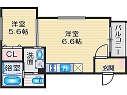 ハーモニーテラス吹田 1DKの間取図画像