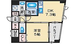 ラ・シャルム江坂公園 1DKの間取図画像